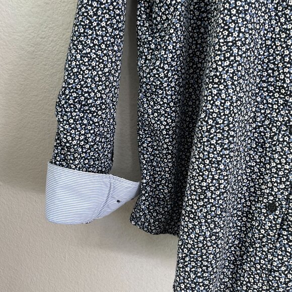 Chaps Womens Large No Iron Button Up Shirt Floral Long Sleeve Blouse Top - Picture 9 of 11